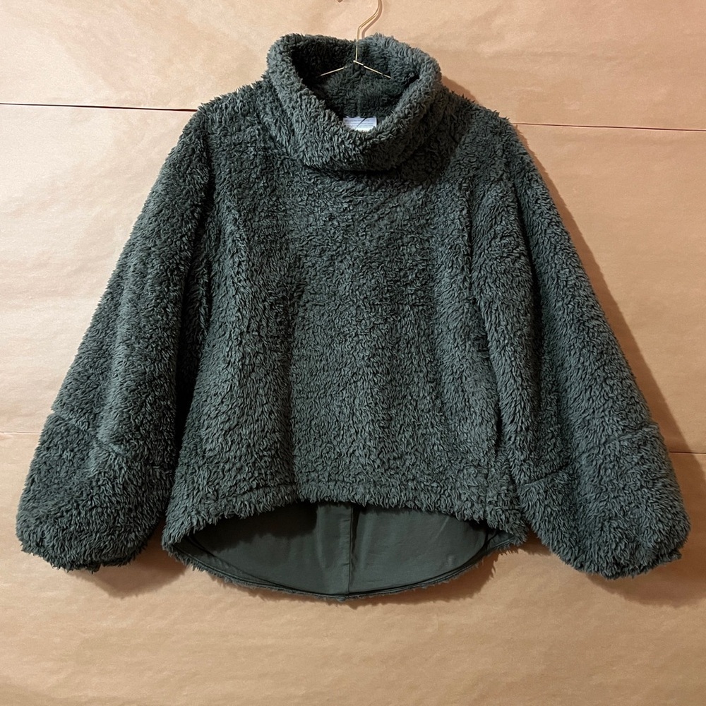 Lululemon Warm Restore Sherpa Pullover Oversized High Neck Army Green Size XS/S